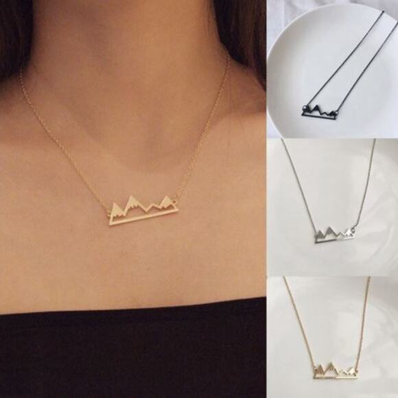 Silver Boho Mountain Peak Necklace - Picture 1 of 2